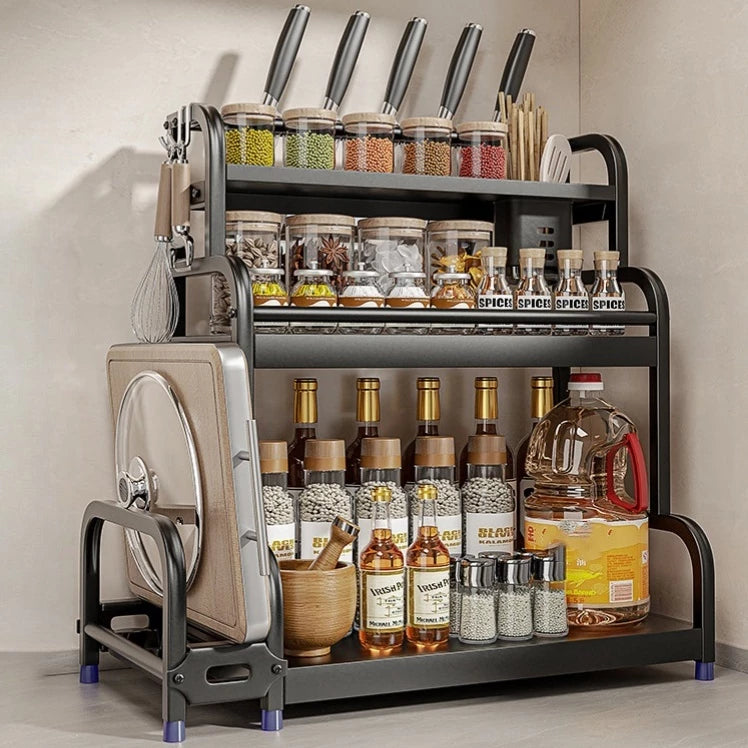 Organizador de Temperos e Utensílios – Rack de Cozinha 2 Andares