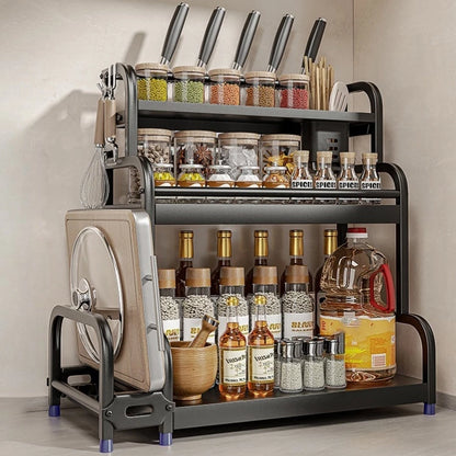 Organizador de Temperos e Utensílios – Rack de Cozinha 2 Andares