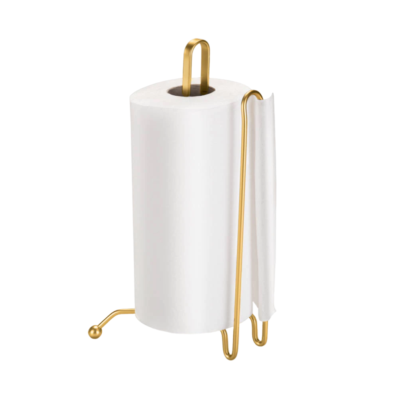 Porta Papel Toalha Dourado Vertical Aço Moderno