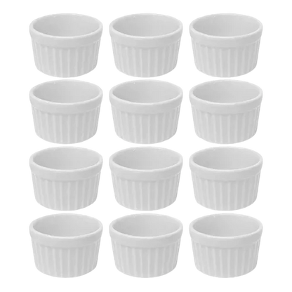 Ramequim Branca para Molho – Kit de 12 Porcelanas