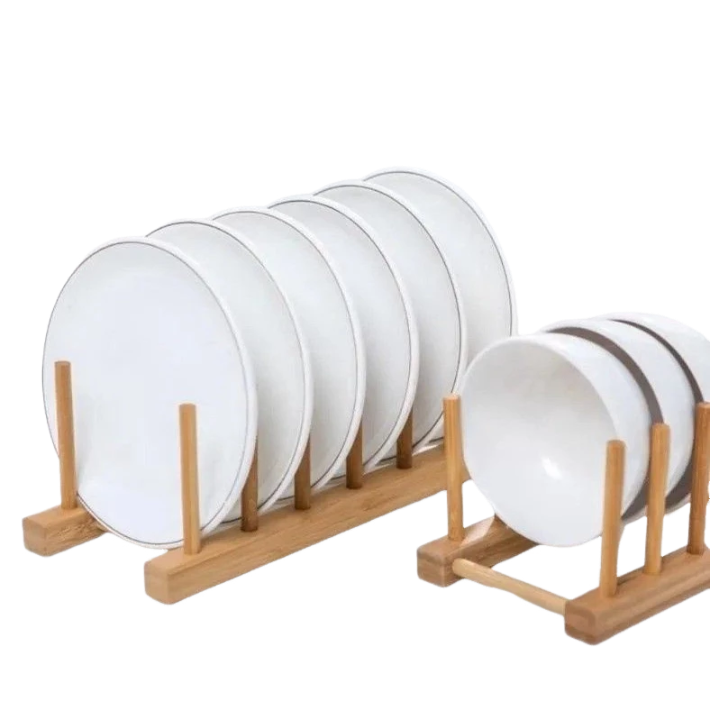 Suporte Multiuso de Bambu para Organização de Pratos e Tábuas