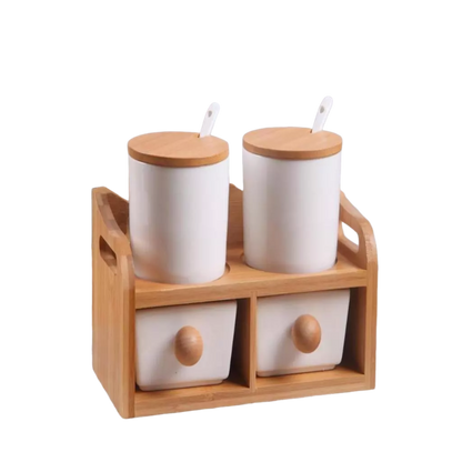 Kit 4 Peças Porta Mantimento Cerâmica com Suporte