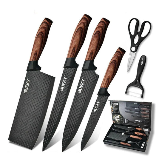 Kit Completo de Facas Inox 6 Peças com Cabo Reforçado em Aço Carbono - Corte Perfeito
