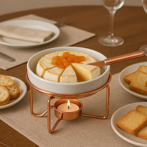 Rechaud para Queijo Brie Rose Gold 4 Peças