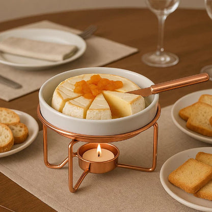 Rechaud para Queijo Brie Rose Gold 4 Peças