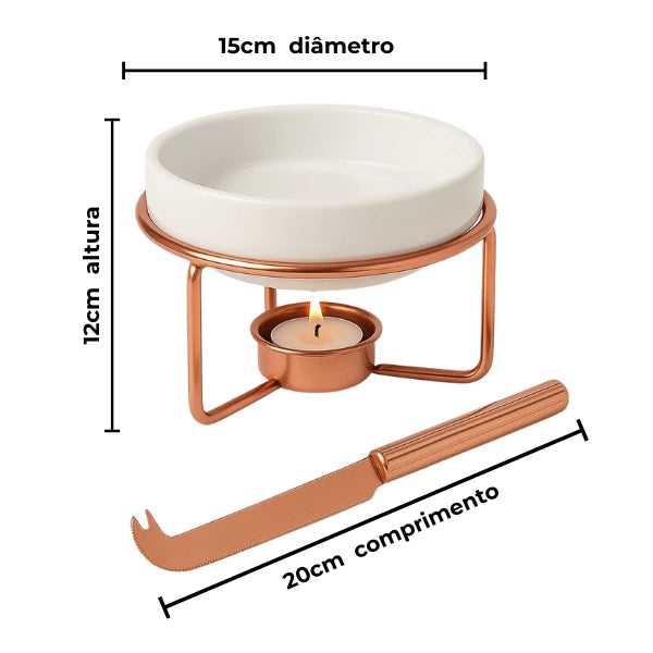Rechaud para Queijo Brie Rose Gold 4 Peças