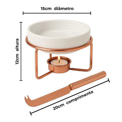 Rechaud para Queijo Brie Rose Gold 4 Peças