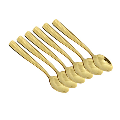 Colher para Chá Dourada Aço Inox Kit 6 ou 12 Peças