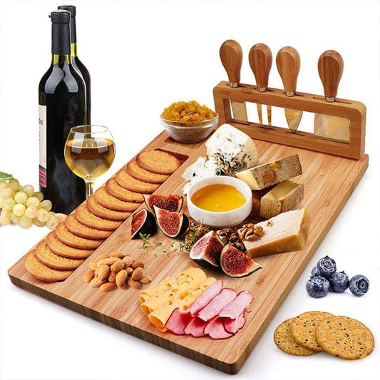 Tábua para Queijos e Frios com Kit de Espátulas de Madeira - 4 Peças