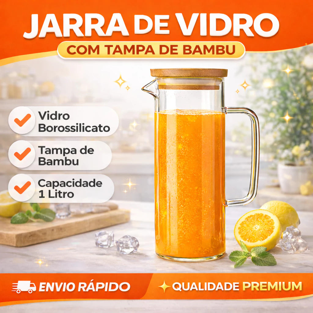 Kit Jarra e Chaleira de Vidro Borossilicato 1L
