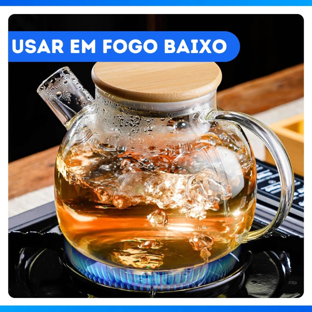 Kit Jarra e Chaleira de Vidro Borossilicato 1L