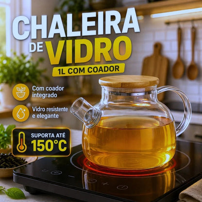 Kit Jarra e Chaleira de Vidro Borossilicato 1L