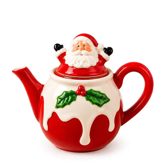 Bule Natalino Papai Noel de Porcelana 600 ml