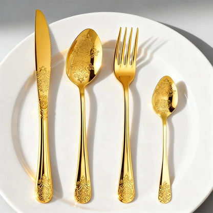 Faqueiro Inox Dourado 24 Peças