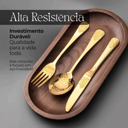 Faqueiro Inox Dourado 24 Peças