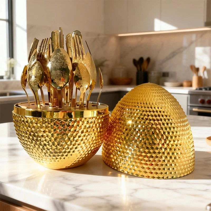 Faqueiro Inox Dourado 24 Peças