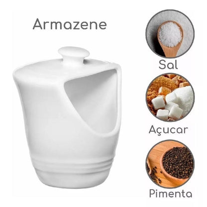 Saleiro de Porcelana 185ml Luxo Stone com Design Exclusivo