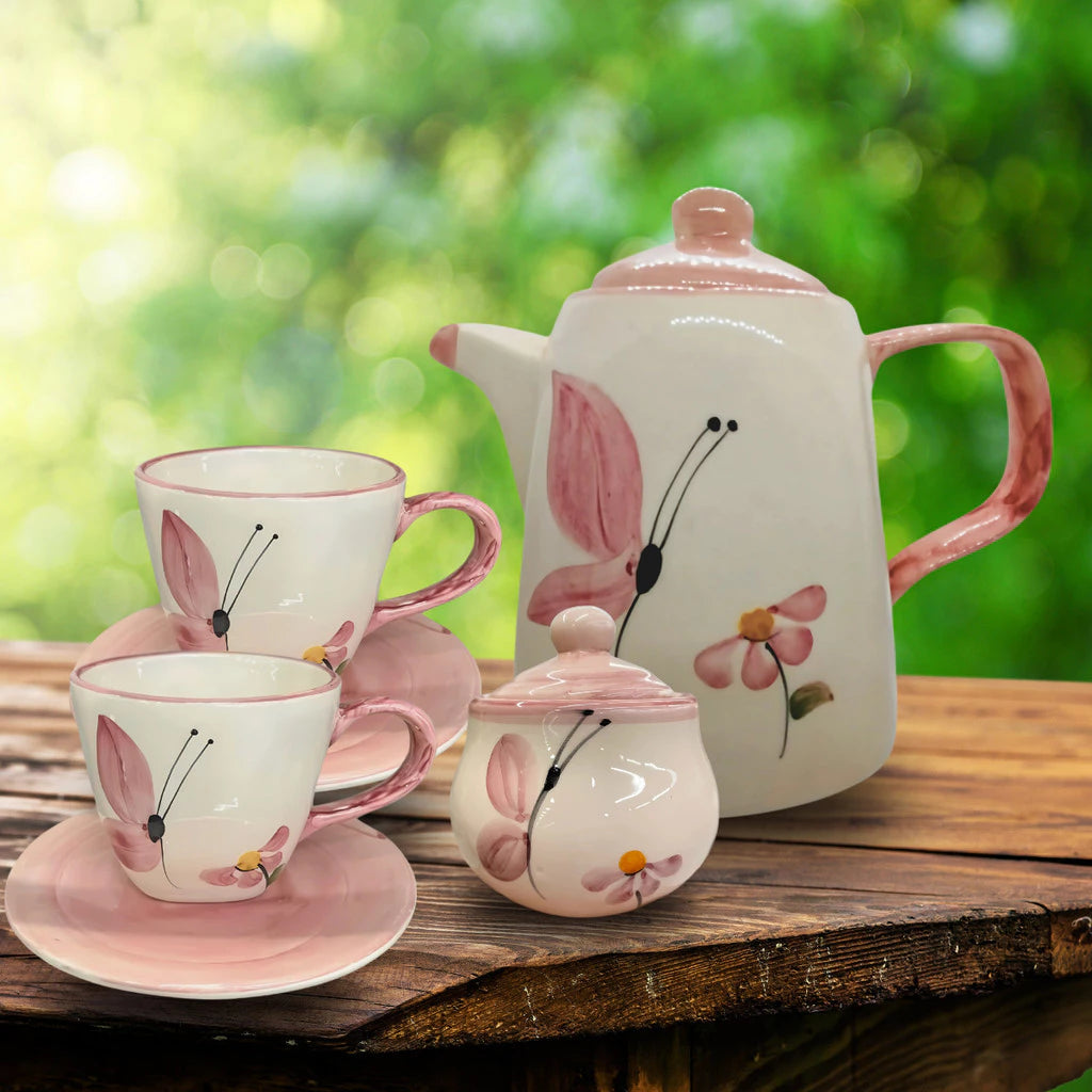 Jogo de Chá e Café com Bule 1,2L e 4 Xícaras 100ml