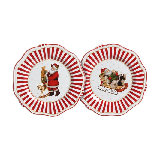 Pratos de Sobremesa Natalinos Scalla 21 cm Kit 2