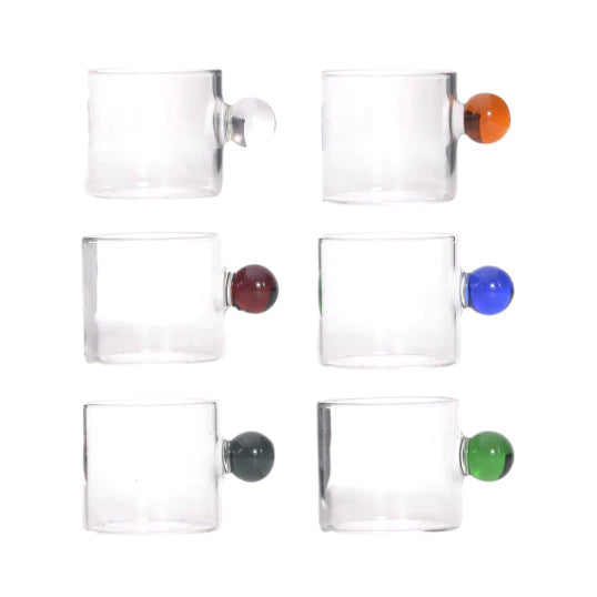 Xícaras de Café 90ml com Alças Coloridas Kit 6