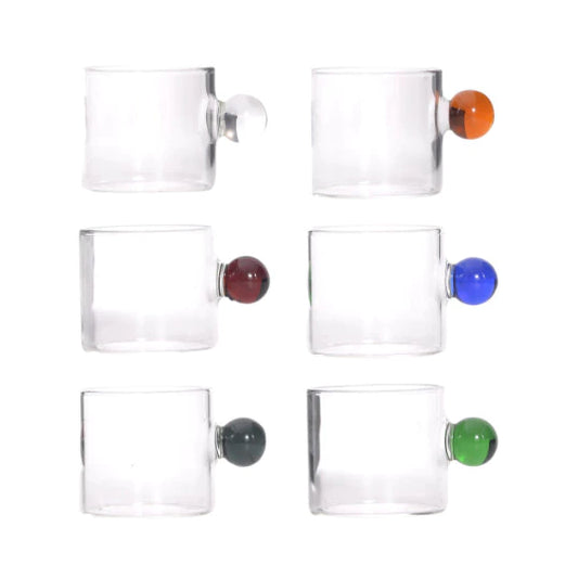 Xícaras de Café 90ml com Alças Coloridas Kit 6