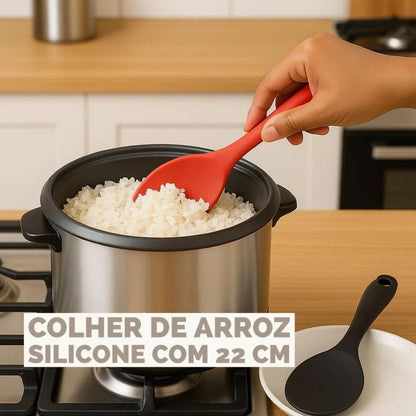 Kit Colher Silicone Antiaderente para Arroz