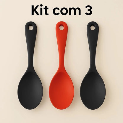 Kit Colher Silicone Antiaderente para Arroz