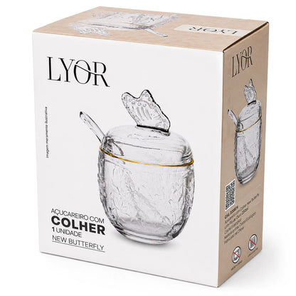 Açucareiro com Colher Cristal Butterfly Premium