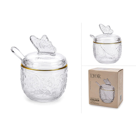 Açucareiro com Colher Cristal Butterfly Premium