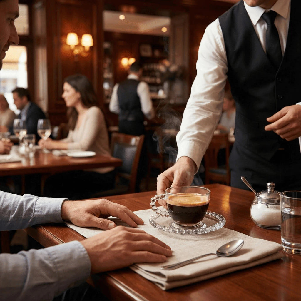 Jogo de Xícaras de Café Pérola 4 Peças com Pires 100ml Vidro Elegante